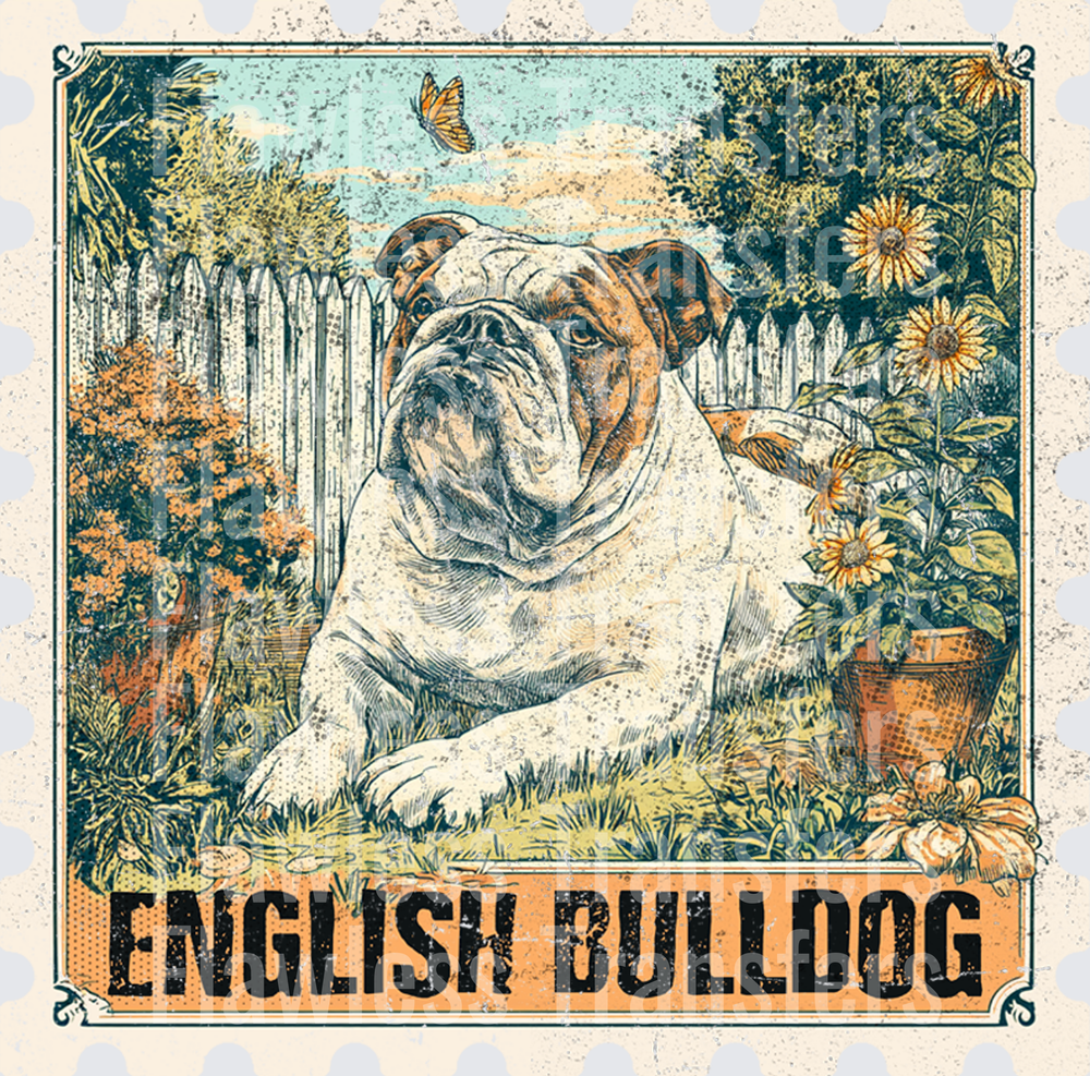 English Bulldog Vintage Stamp #4199