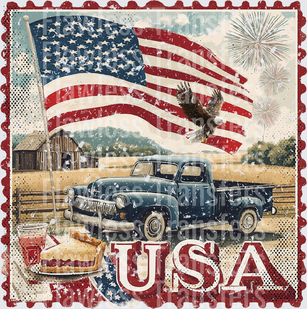 USA Vintage Stamp #0088 DTF Transfer - Raw Image