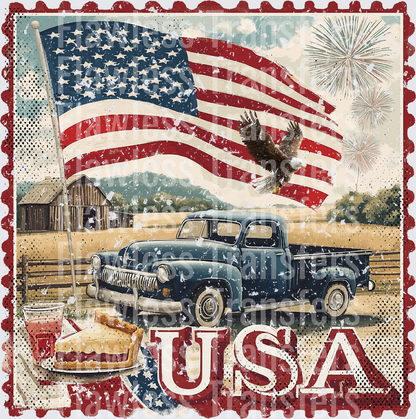 USA Vintage Stamp #0088 DTF Transfer - Raw Image