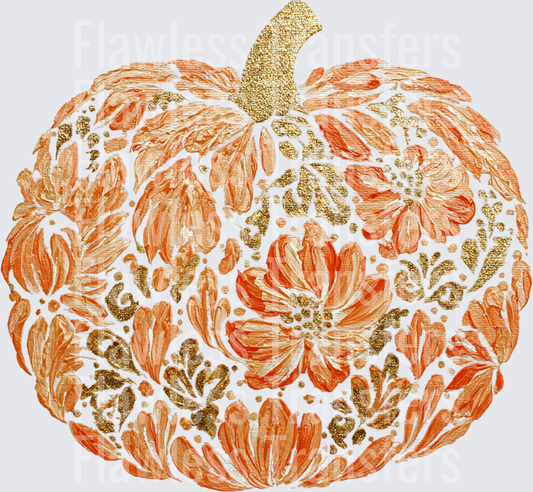 Painted Floral Pumpkin #0323