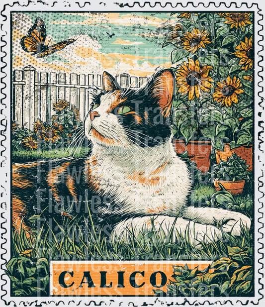 Calico Cat Vintage Stamp #4179