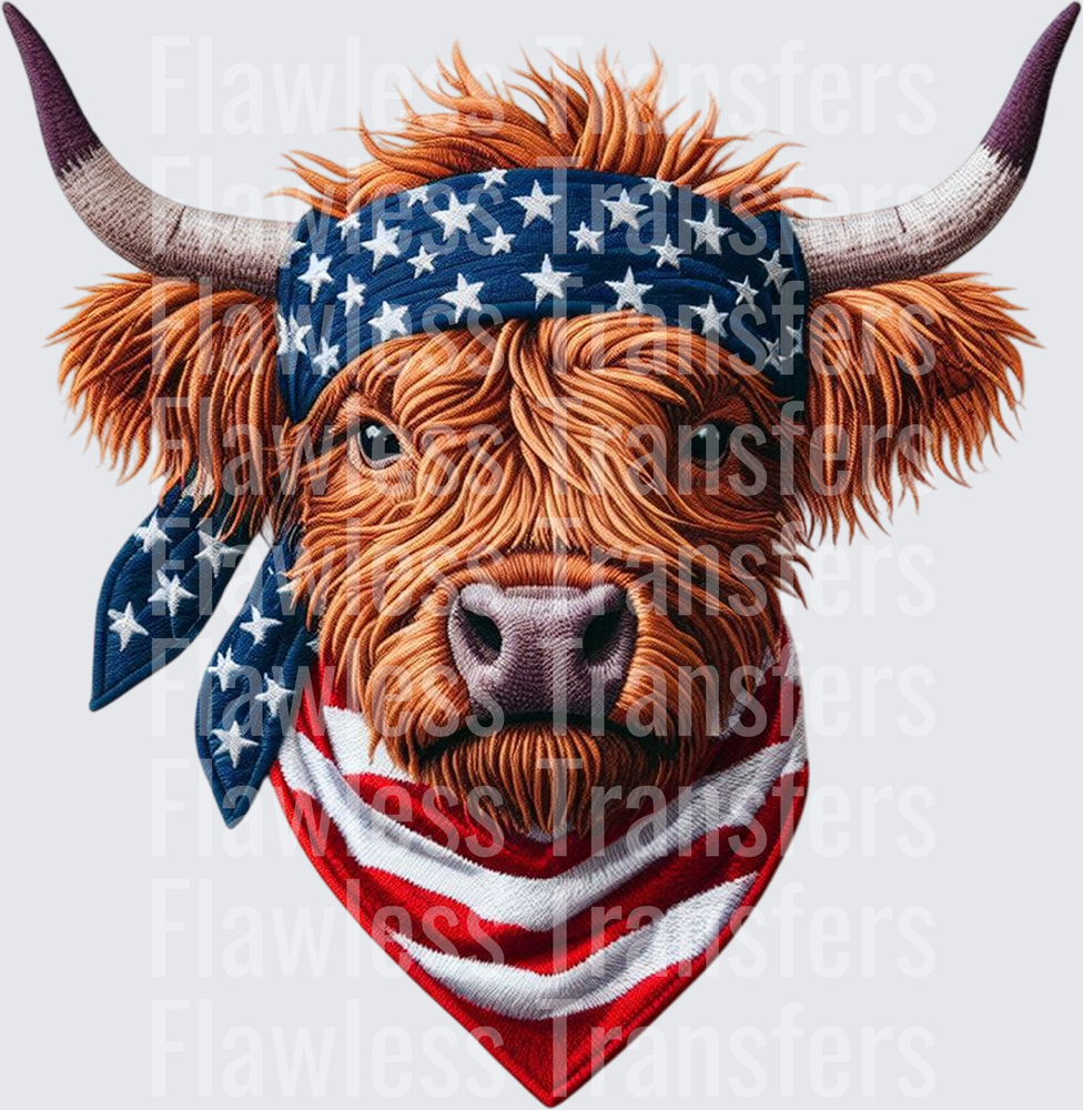 Patriotic Highland Cow #4045