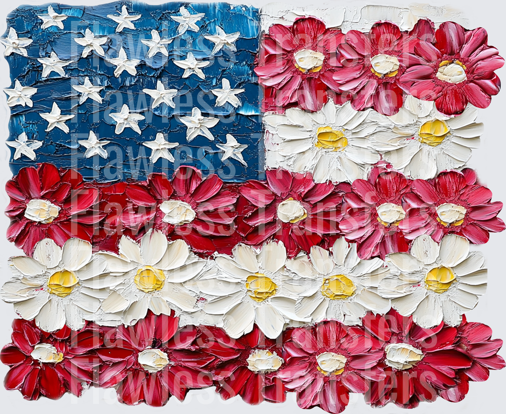 Painted Flower Flag #0064 DTF Transfer - Raw Image