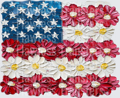 Painted Flower Flag #0064 DTF Transfer - Raw Image
