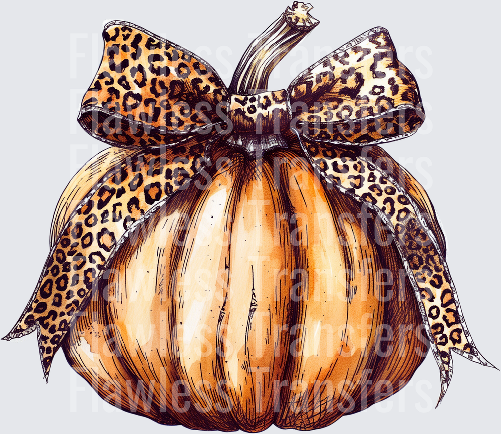 Pumpkin Leopard Print Bow #0064