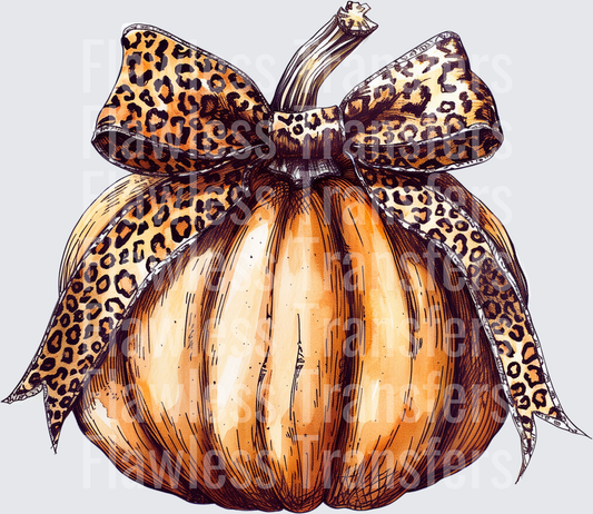 Pumpkin Leopard Print Bow #0064