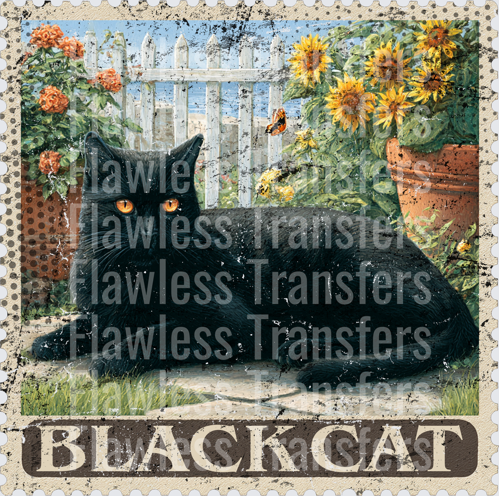 Black Cat Vintage Stamp #4178