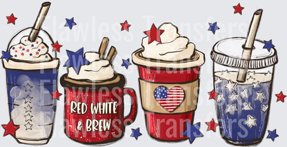 Red White And Brew Coffee Latte #0071 DTF Transfer - Raw Image