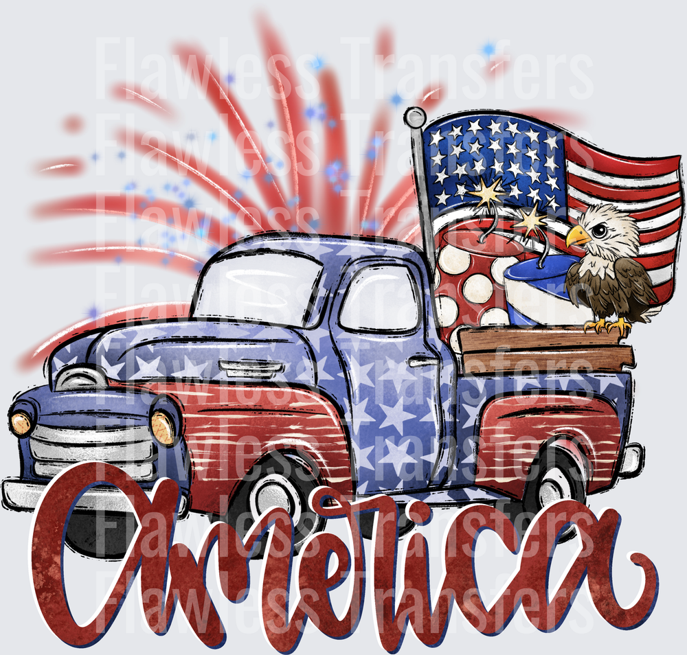 America Vintage Truck #0005 DTF Transfer - Raw Image