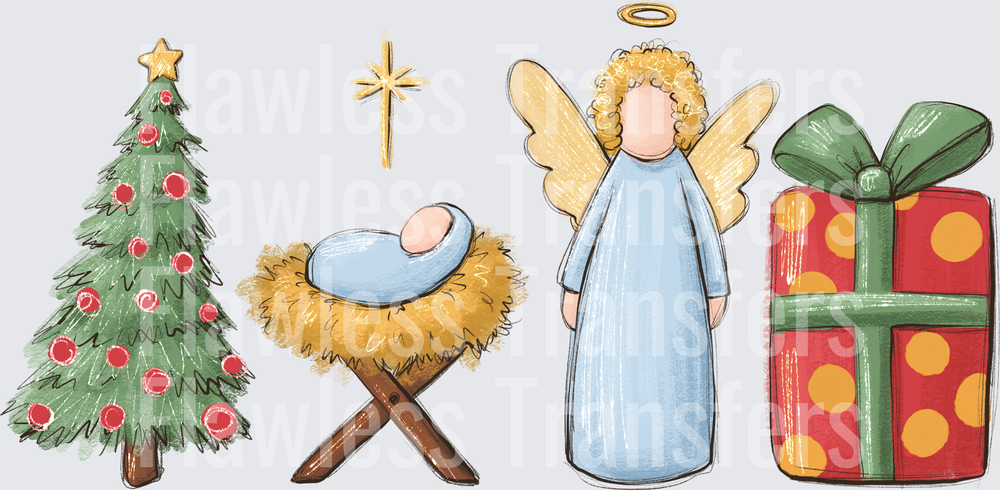 Chrismas Tree Baby Jesus Angel Present #1452