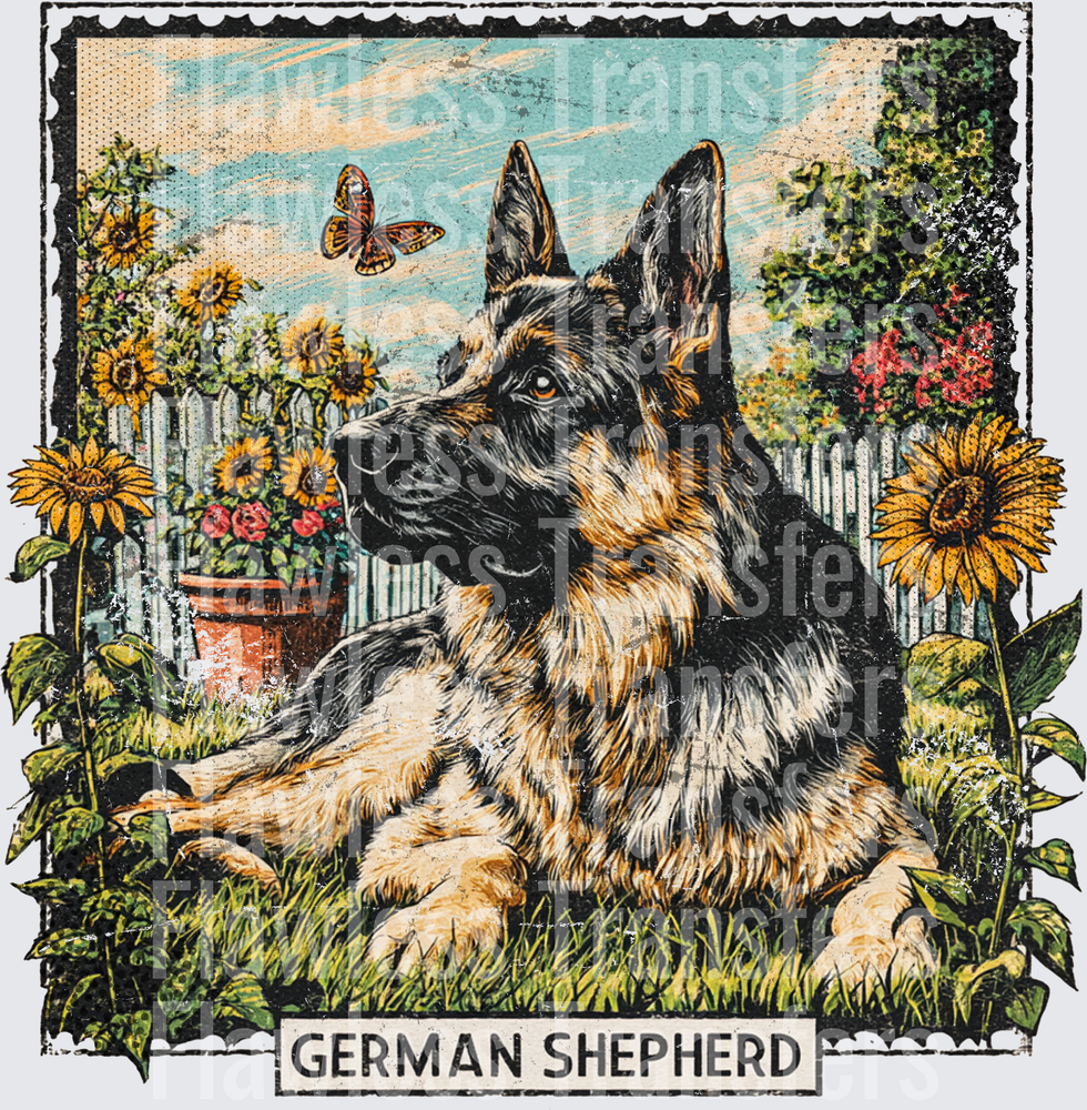 German Shepherd Vintage Stamp #4180