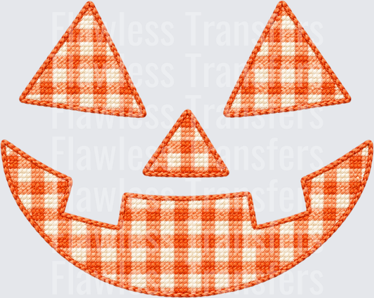 Orange Checkered Pumpkin Faux Stitch #0869