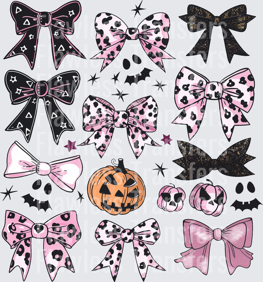 Cute Halloween Pink And Black Bow Coquette #0494