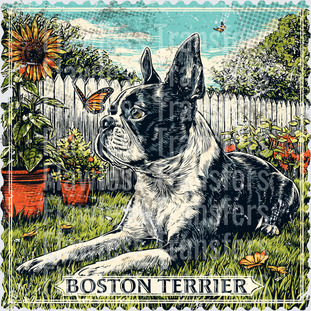 Boston Terrier Vintage Stamp #4192