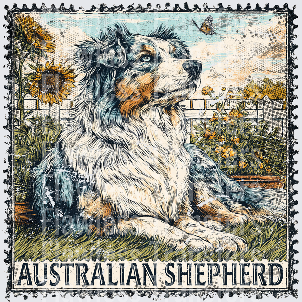 Australian Shepherd Vintage Stamp #4188