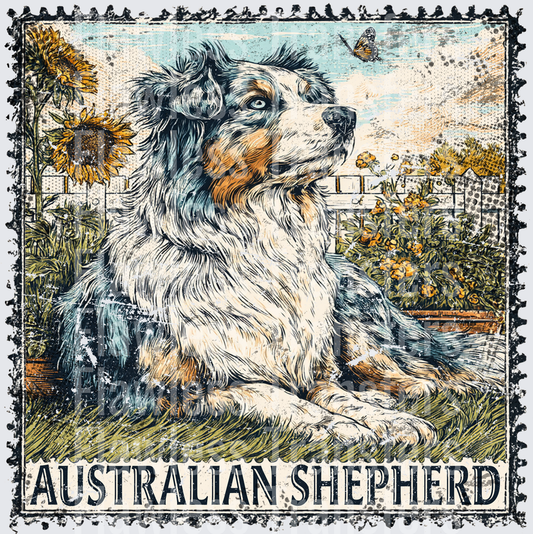 Australian Shepherd Vintage Stamp #4188
