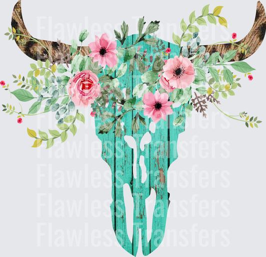 Wooden Cow Skull  #4967