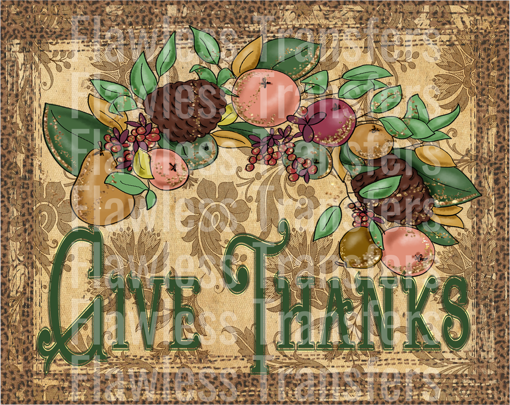 Give Thanks Vintage Tea Towel #0366