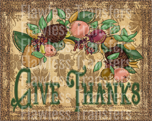 Give Thanks Vintage Tea Towel #0366