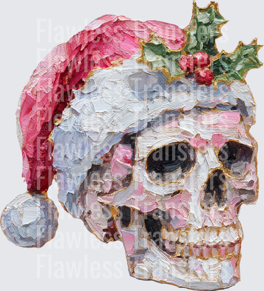 Hand Painted Christmas Skull #1844