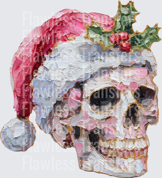 Hand Painted Christmas Skull #1844