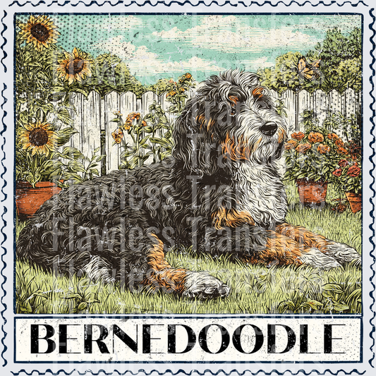 Bernedoodle Vintage Stamp #4189
