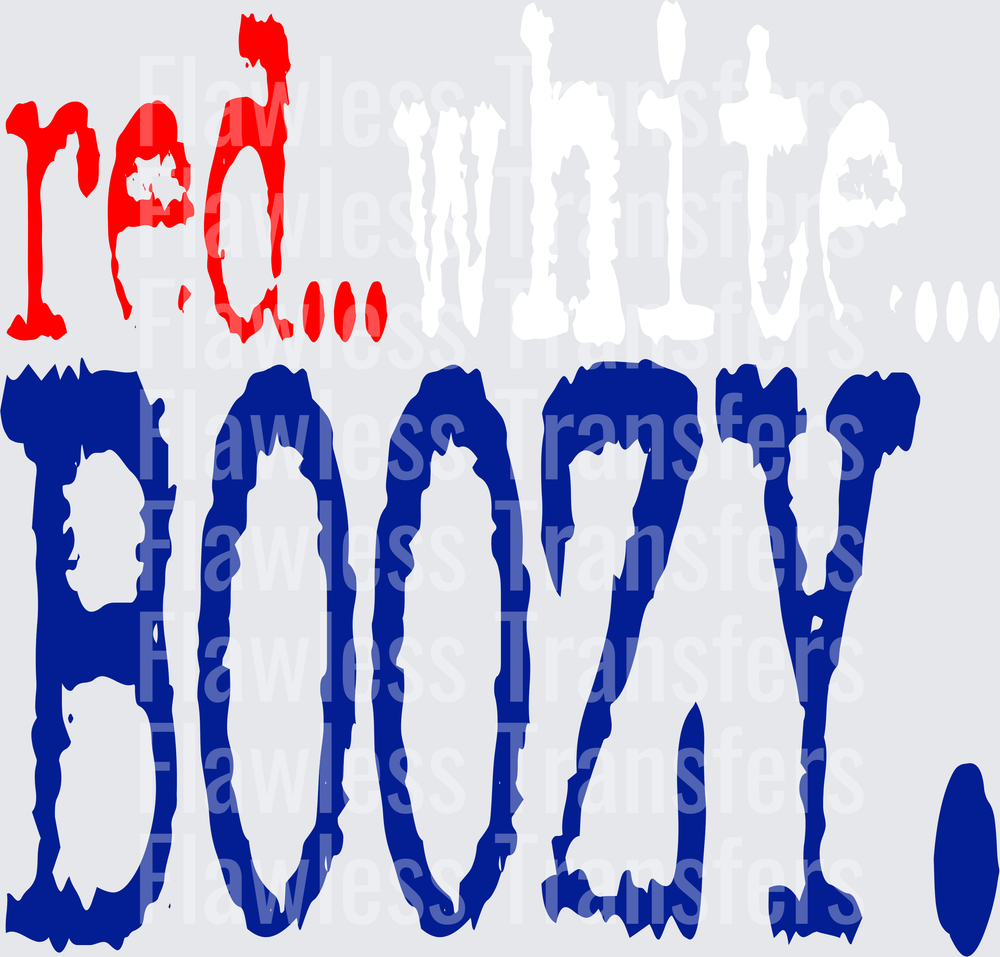 Red White Boozy #0072 DTF Transfer - Raw Image
