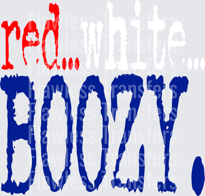 Red White Boozy #0072 DTF Transfer - Raw Image