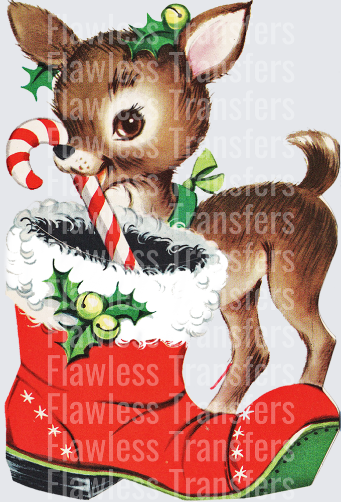 Reindeer Candy Cane Christmas Stocking #1538