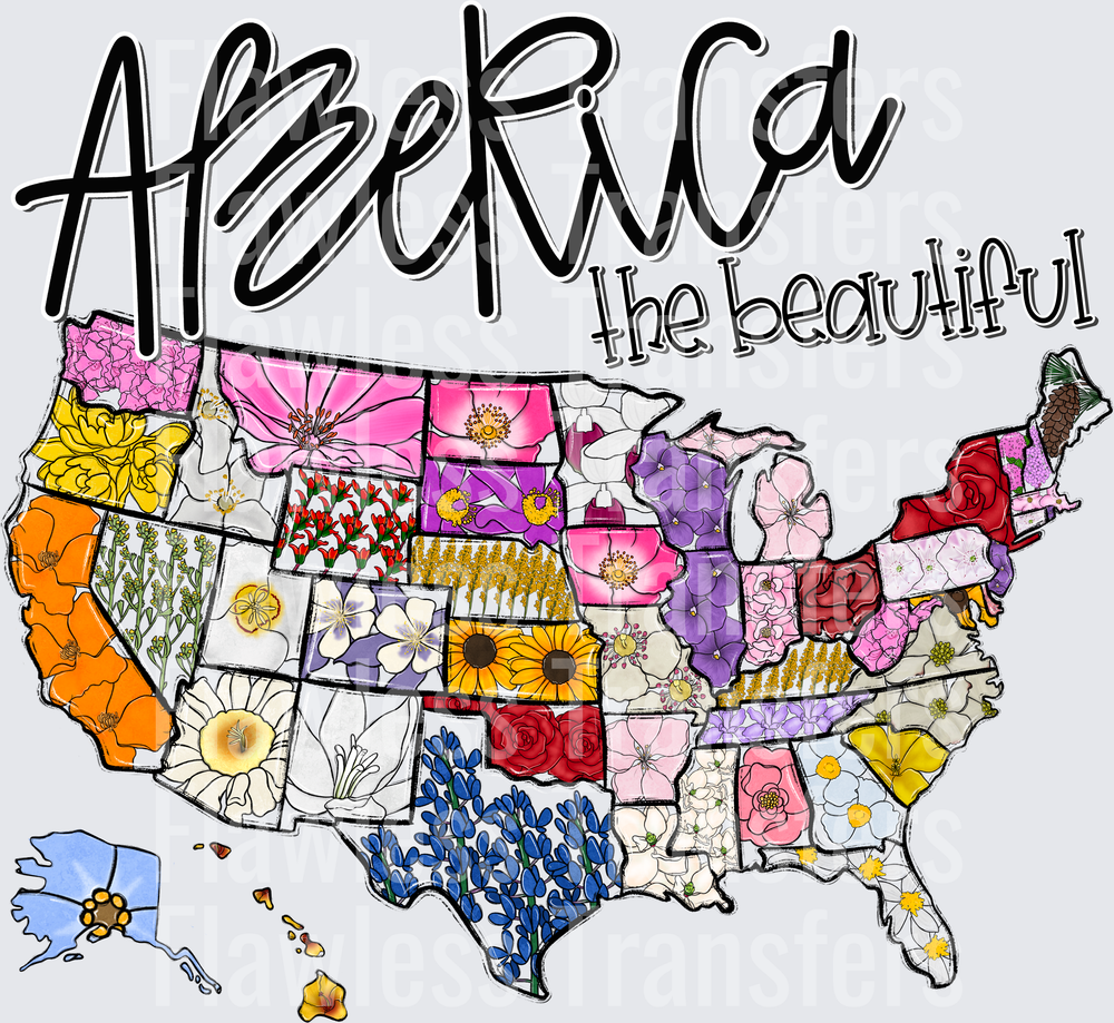 Whimsy America Flower Map #0989