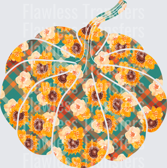 Fall Plaid Sunflower Pumpkin #0379