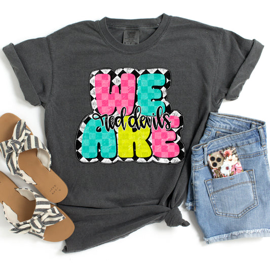 We Are Red Devils Colorful Checkered DTF Transfer