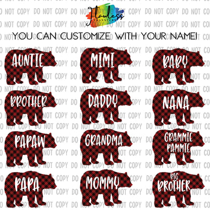 Buffalo Plaid Bears DTF Transfer