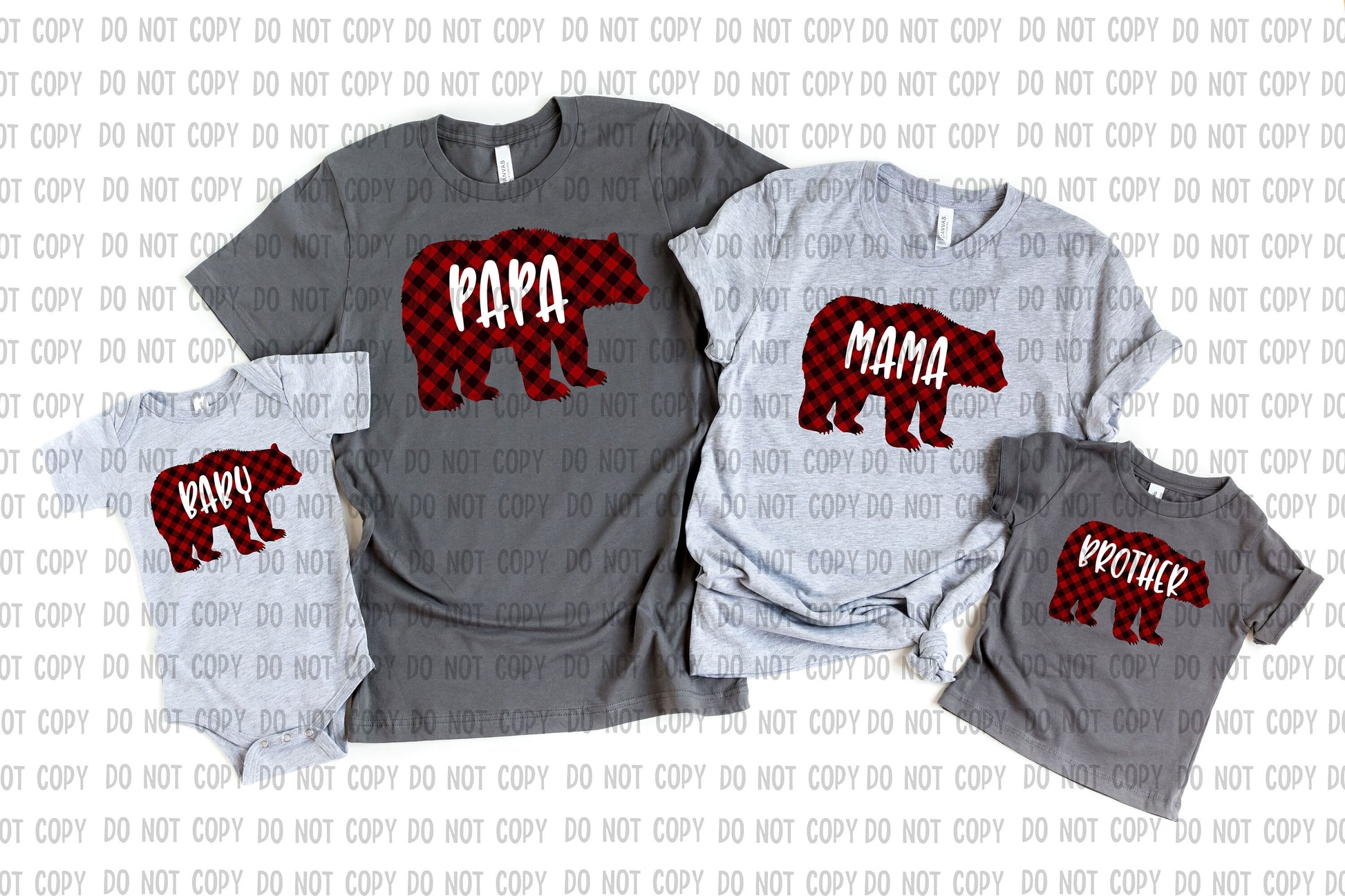 Buffalo Plaid Bears DTF Transfer