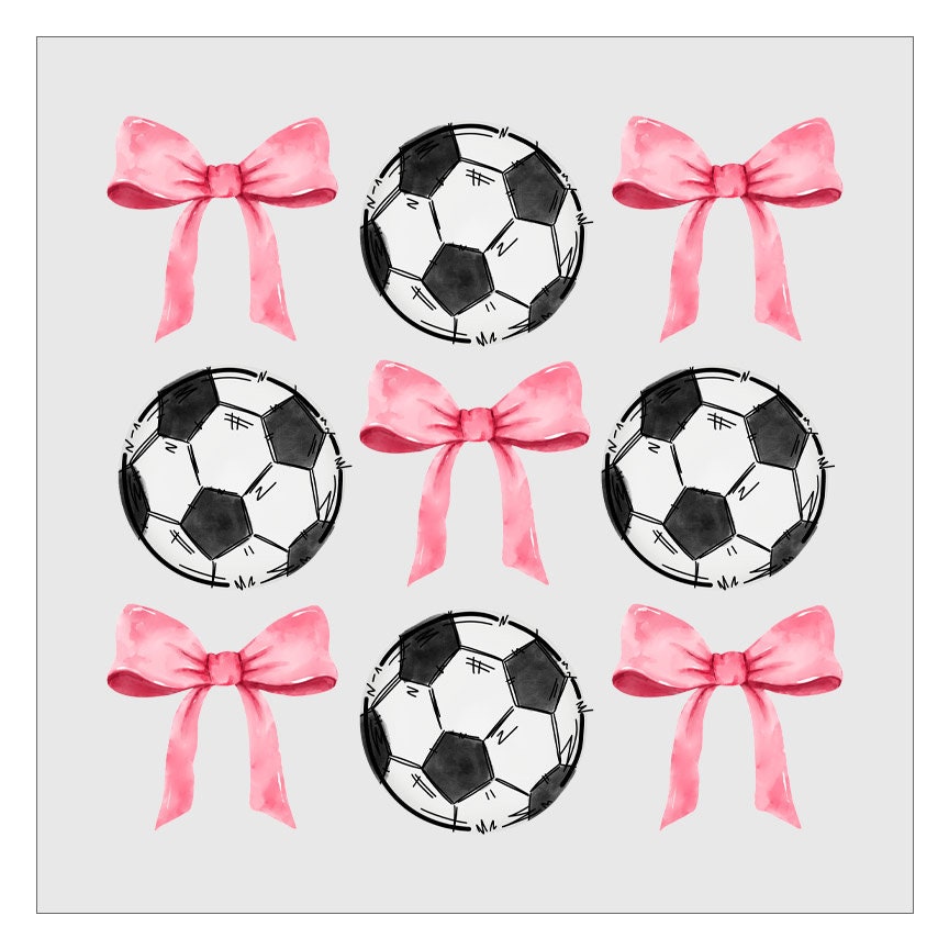 Soccer Pink Bow Coquette DTF Transfer, Hot Peel, Ready For Press, Direct To Film, Glitter DTF Transfers, Soccer Transfers