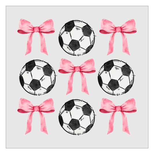 Soccer Pink Bow Coquette DTF Transfer, Hot Peel, Ready For Press, Direct To Film, Glitter DTF Transfers, Soccer Transfers