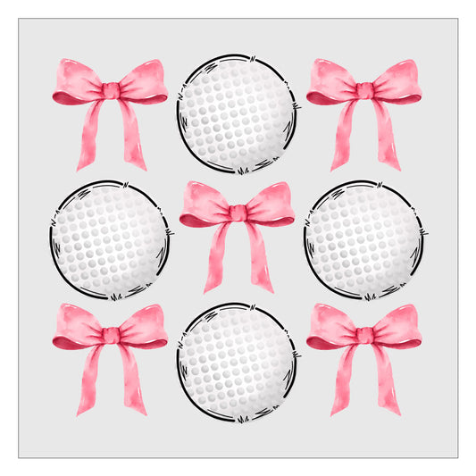 Golf Pink Bow Coquette DTF Transfer, Hot Peel, Ready For Press, Direct To Film, Glitter DTF Transfers, Golf Transfers