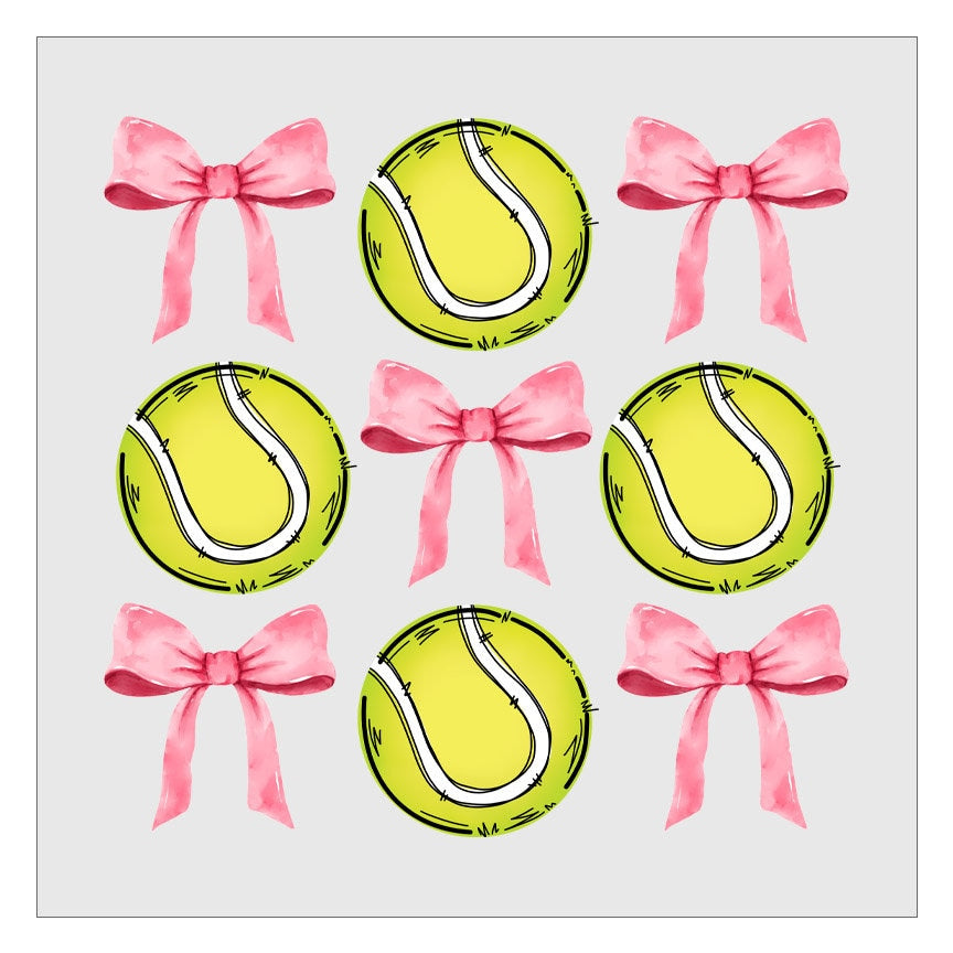 Tennis Pink Bow Coquette DTF Transfer, Hot Peel, Ready For Press, Direct To Film, Glitter DTF Transfers, Tennis Transfers