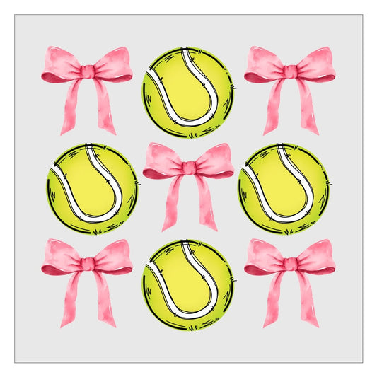 Tennis Pink Bow Coquette DTF Transfer, Hot Peel, Ready For Press, Direct To Film, Glitter DTF Transfers, Tennis Transfers